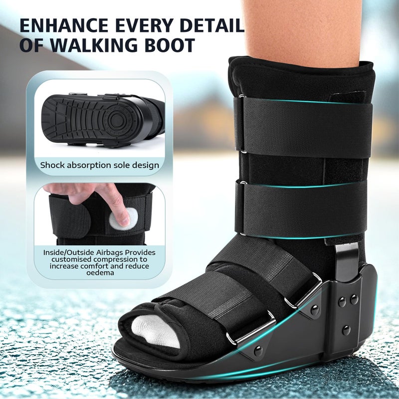 Medibot Advanced Walking Boot for Ankle Injuries & Fractures Adjustable Air Splint with Pump, Medium Black, Fits Shoe Size 6-10'', Men and Women - Image 3